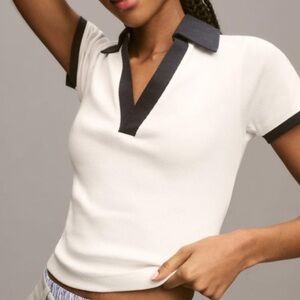 Anthropologie MAEVE SHORT-SLEEVE COLOURBLOCK POLO TOP